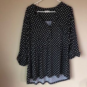 Avenue black polka dot blouse